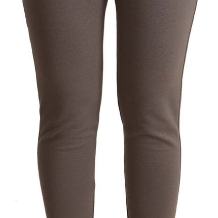 John Galliano Gray Cotton Mid Waist Stretch Leggings Cropped Pants