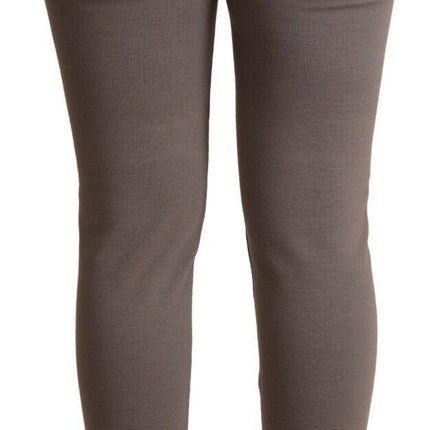 John Galliano Gray Cotton Mid Waist Stretch Leggings Cropped Pants