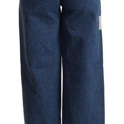 GCDS Blue Cotton High Waist Wide Leg Boot Cut Denim Jeans