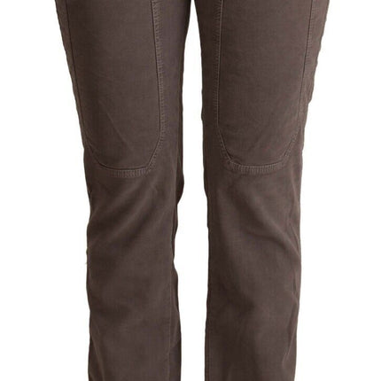 Jeckerson Brown Cotton Low Waist Iconic Patches Leg Denim Jeans