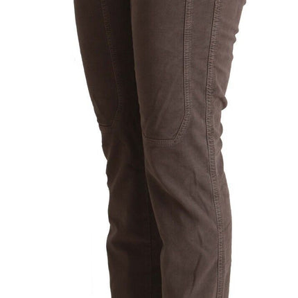 Jeckerson Brown Cotton Low Waist Iconic Patches Leg Denim Jeans