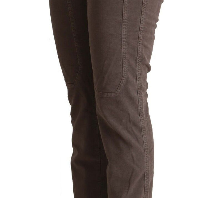 Jeckerson Brown Cotton Low Waist Iconic Patches Leg Denim Jeans