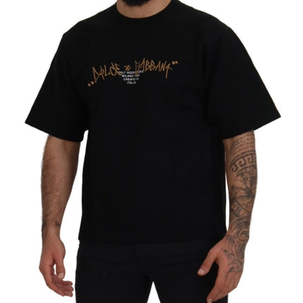 Dolce & Gabbana Black Logo Cotton Crewneck T-shirt