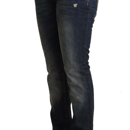 Acht Blue Washed Cotton Low Waist Skinny Denim Jeans