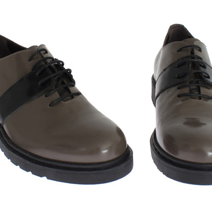 AI_ Gray Brown Leather Laceups Shoes