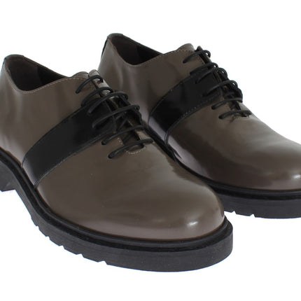 AI_ Gray Brown Leather Laceups Shoes