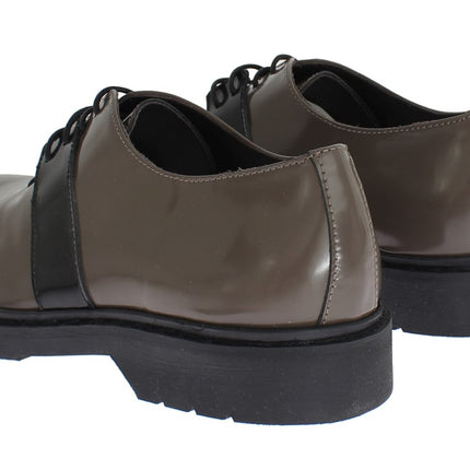 AI_ Gray Brown Leather Laceups Shoes