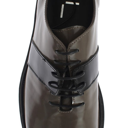 AI_ Gray Brown Leather Laceups Shoes