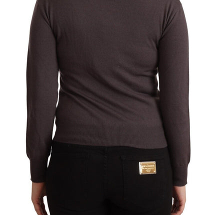 John Galliano Brown Wool Sequined Long Sleeves Pullover Sweater