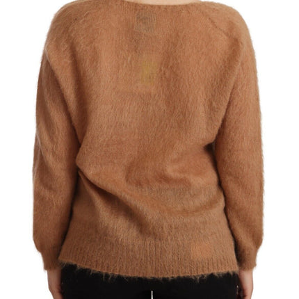 PINK MEMORIES Brown Cardigan V-Neck Long Sleeve Sweater