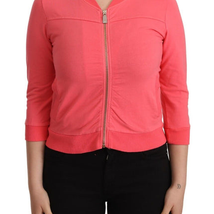 Blumarine Pink 3/4 Sleeve Zip Embellished Sweater