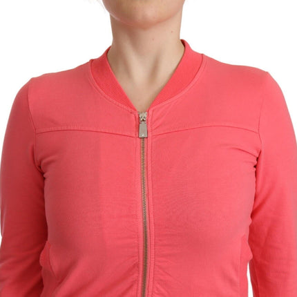 Blumarine Pink 3/4 Sleeve Zip Embellished Sweater