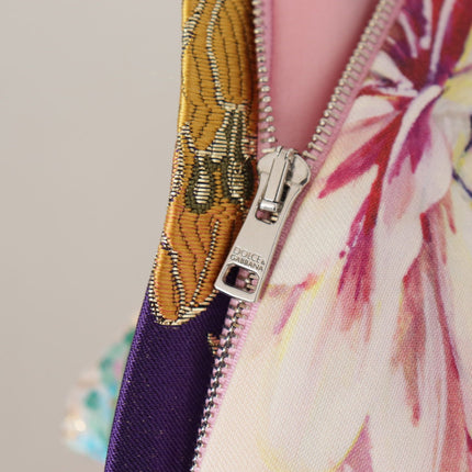 Dolce & Gabbana Dress Midi Patchwork Floral Jaquard Silk