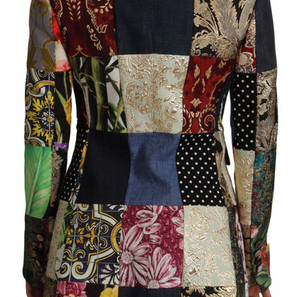 Dolce & Gabbana Multicolor Double-Breasted Patchwork Jacquard Blazer Jacket
