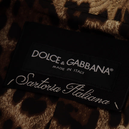 Dolce & Gabbana Red Leopard Wool Trenchcoat Jacket