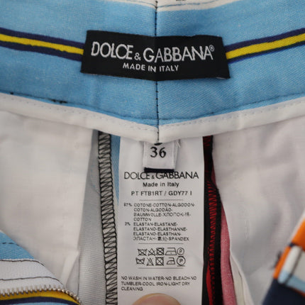 Dolce & Gabbana Multicolor Striped High Waist Cotton Pants