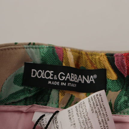 Dolce & Gabbana Beige Floral Dress Formal High Waist Pants