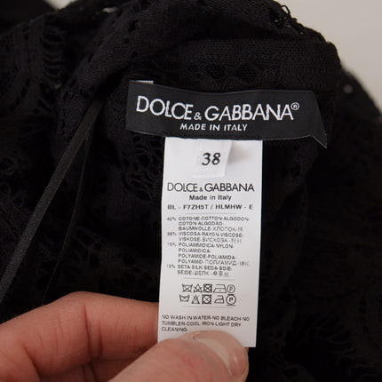 Dolce & Gabbana Black Floral Lace Pullover Sicily Blouse
