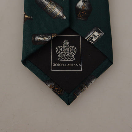 Dolce & Gabbana Black Bottle Fantasy Print Silk Adjustable Accessory Tie