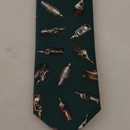Dolce & Gabbana Black Bottle Fantasy Print Silk Adjustable Accessory Tie