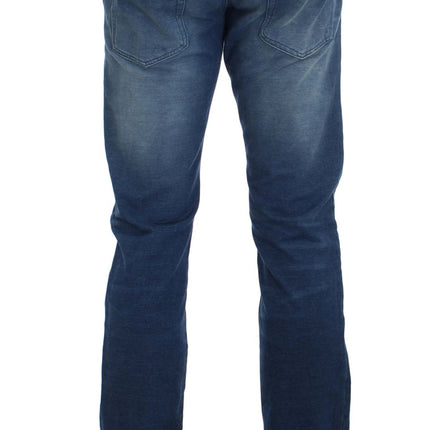 Acht Blue Wash Denim Cotton Stretch Slim Fit Jeans