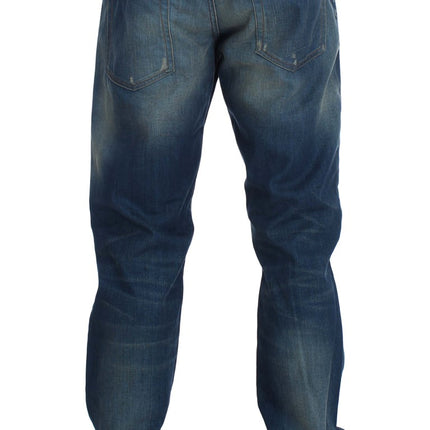 Acht Blue Wash Denim Cotton Stretch Baggy Fit Jeans
