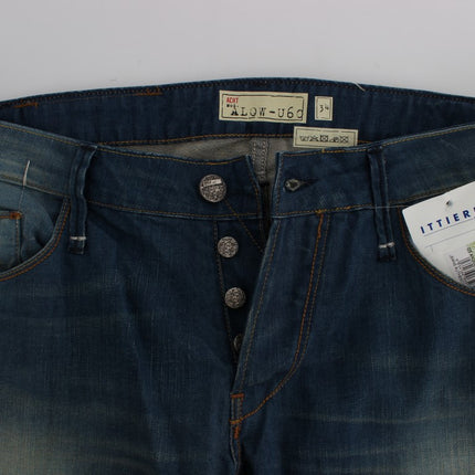 Acht Blue Wash Denim Cotton Stretch Baggy Fit Jeans