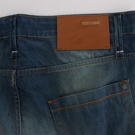 Acht Blue Wash Denim Cotton Stretch Baggy Fit Jeans