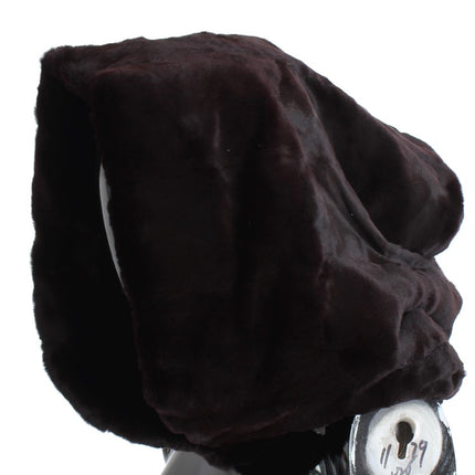 Dolce & Gabbana Purple Weasel Fur Crochet Hood Scarf Hat