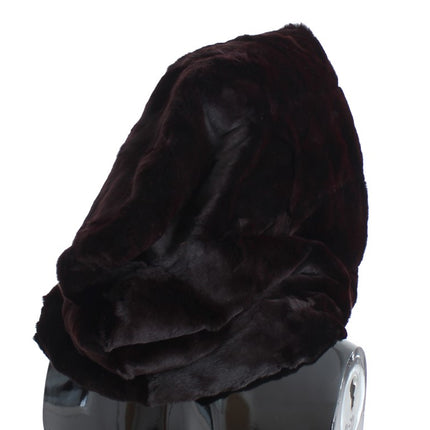 Dolce & Gabbana Purple Weasel Fur Crochet Hood Scarf Hat
