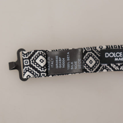 Dolce & Gabbana Black white 100% Silk Adjustable Neck Papillon Tie