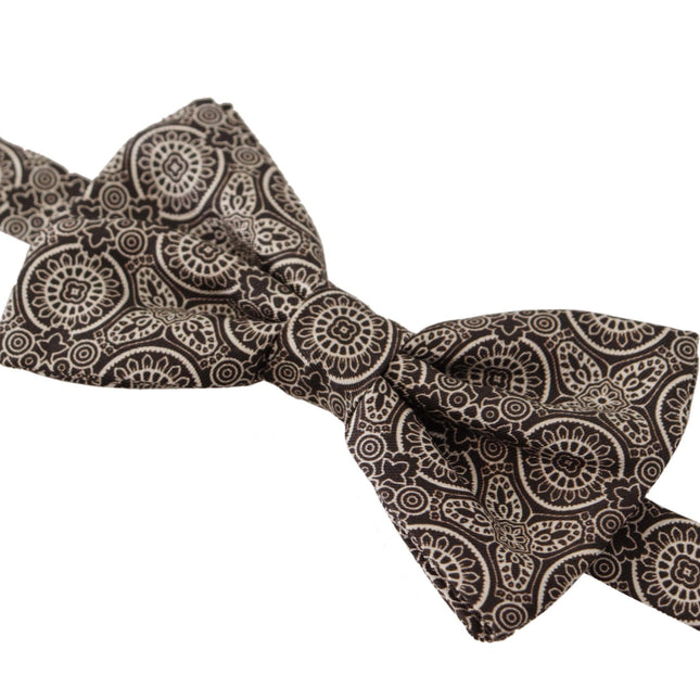 Dolce & Gabbana Black white 100% Silk Adjustable Neck Papillon Tie