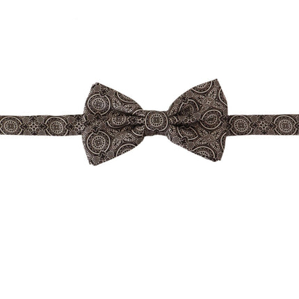 Dolce & Gabbana Black white 100% Silk Adjustable Neck Papillon Tie