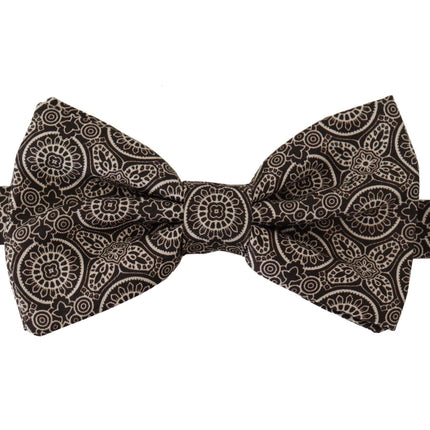 Dolce & Gabbana Black white 100% Silk Adjustable Neck Papillon Tie