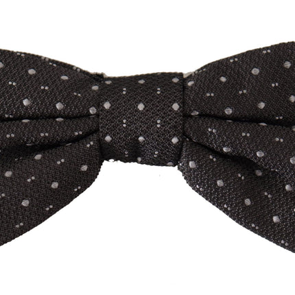 Dolce & Gabbana Gray Polka Dot 100% Silk Neck Papillon Tie