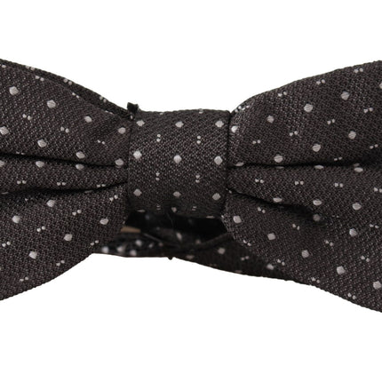 Dolce & Gabbana Gray Polka Dot 100% Silk Neck Papillon Tie