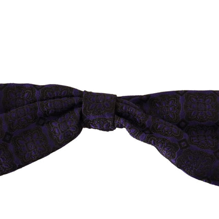 Dolce & Gabbana Blue Geometric Silk Adjustable Neck Papillon Tie