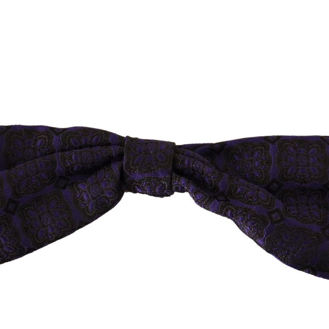 Dolce & Gabbana Blue Geometric Silk Adjustable Neck Papillon Tie