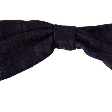 Dolce & Gabbana Blue Geometric Silk Adjustable Neck Papillon Tie