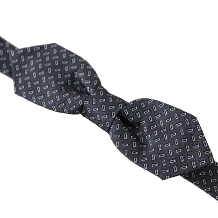 Dolce & Gabbana Blue Gray Polka Dot 100% Silk Neck Papillon Tie