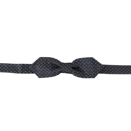 Dolce & Gabbana Blue Gray Polka Dot 100% Silk Neck Papillon Tie
