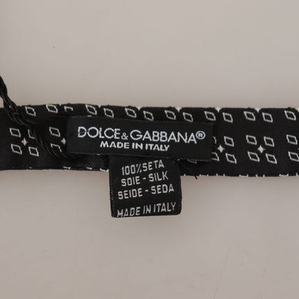 Dolce & Gabbana Black White Polka Dot 100% Silk Neck Papillon Tie