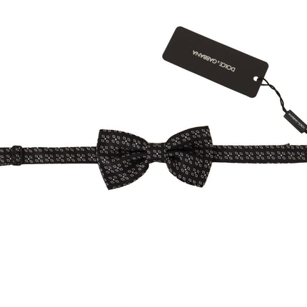 Dolce & Gabbana Black White Polka Dot 100% Silk Neck Papillon Tie