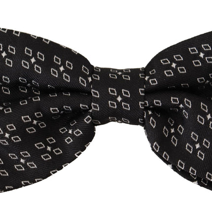 Dolce & Gabbana Black White Polka Dot 100% Silk Neck Papillon Tie
