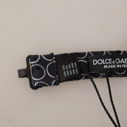 Dolce & Gabbana Black White Round 100% Silk Neck Papillon  Tie
