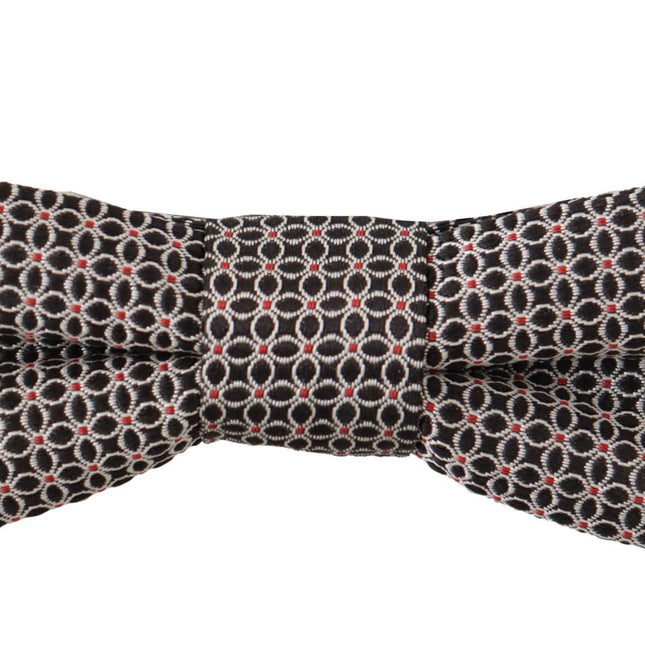 Dolce & Gabbana Black White Flower Pattern Silk Neck Papillon Tie