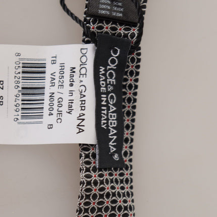 Dolce & Gabbana Black White Flower Pattern Silk Neck Papillon Tie
