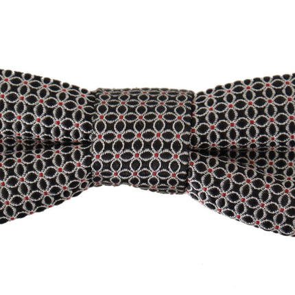 Dolce & Gabbana Black White Flower Pattern Silk Neck Papillon Tie