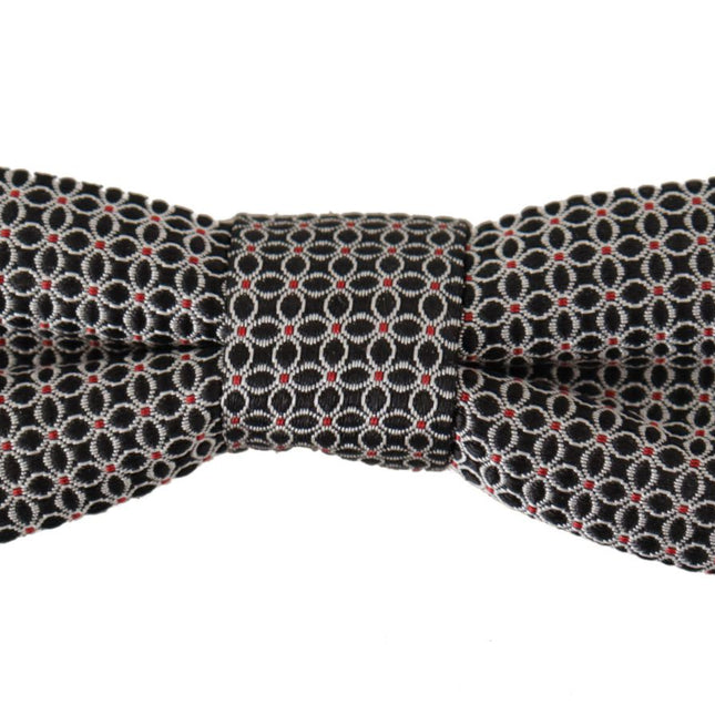 Dolce & Gabbana Black White Flower Pattern Silk Neck Papillon Tie