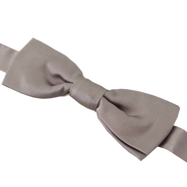 Dolce & Gabbana Silver 100% Silk Slim Adjustable Neck Papillon Tie